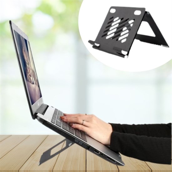 Ayarlanabilir Metal Dizüstü Destek Tabanı Katlanabilir Taşınabilir Laptop Sehpası Standı (4401)