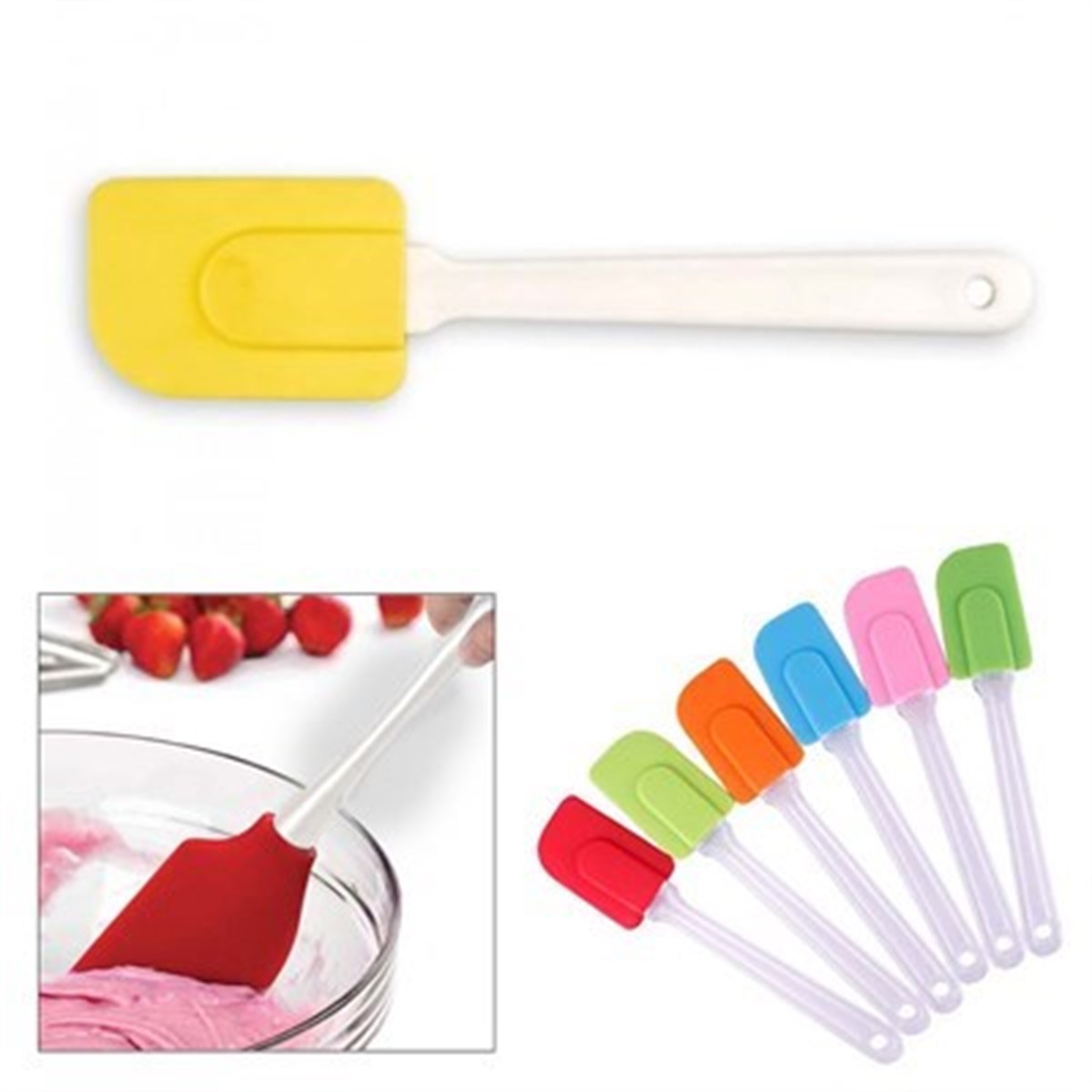 Dekoratif Renkli Silikon Spatula Pratik Sevimli Spatula Kaşık (4401)