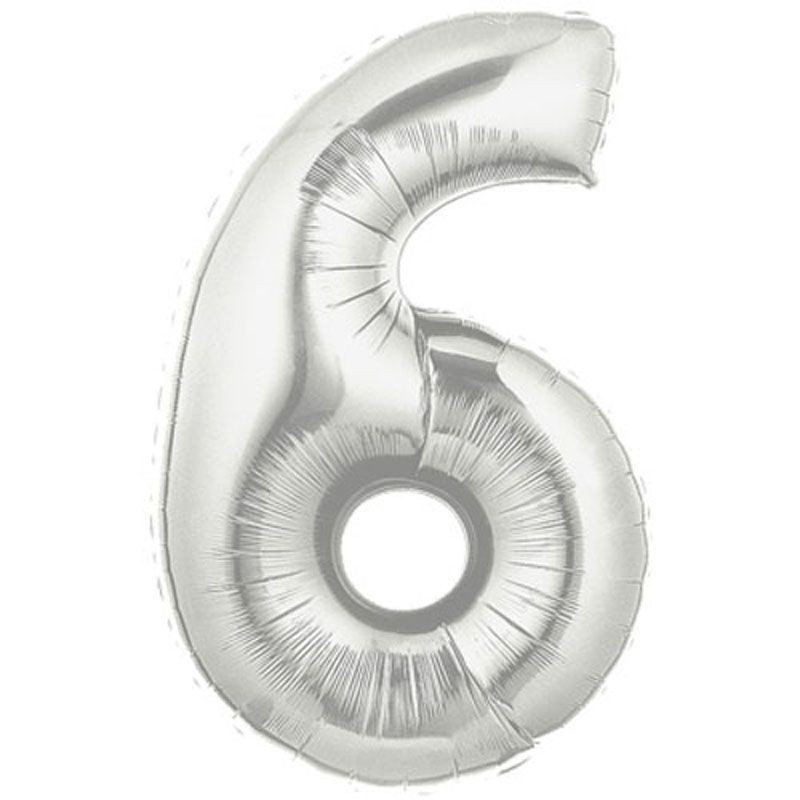 Şekilli Supershape Silver Rakam Folyo Balon 6 Numara (4401)