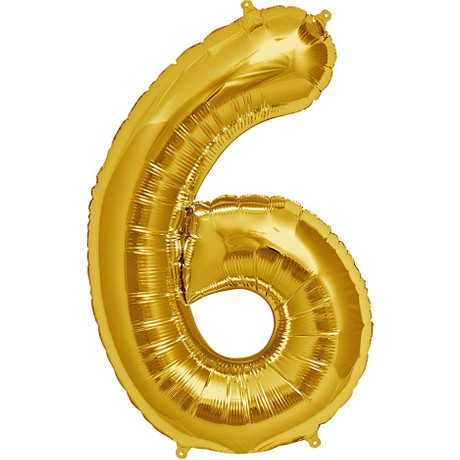 Şekilli Supershape Gold Rakam Folyo Balon 6 Numara (4401)