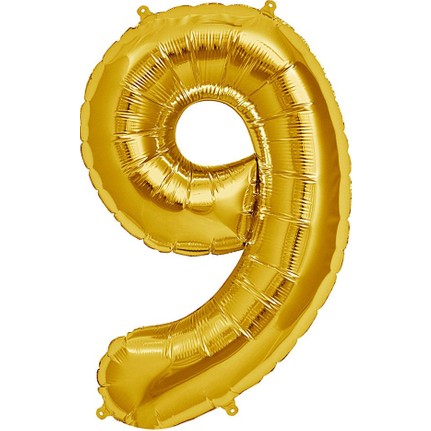 Şekilli Supershape Gold Rakam Folyo Balon 9 Numara (4401)