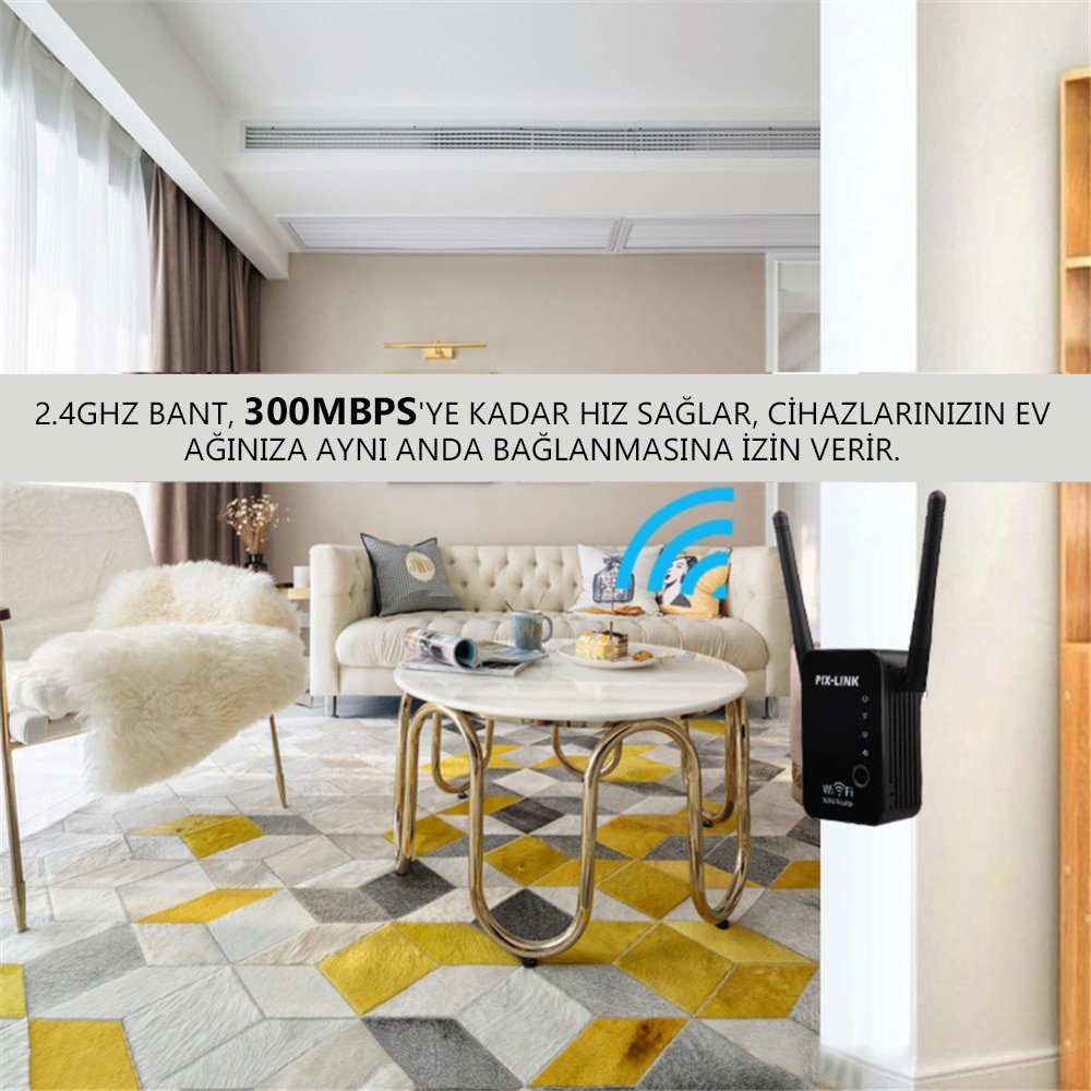  PM-15939 300 Mbps 2.4 Ghz 2 Portlu Wifi Repeater + Sinyal Genişletici İçerik