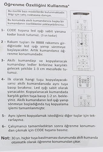 Tüm Uydu Cihazları İçin Universal Akıllı Kumanda 