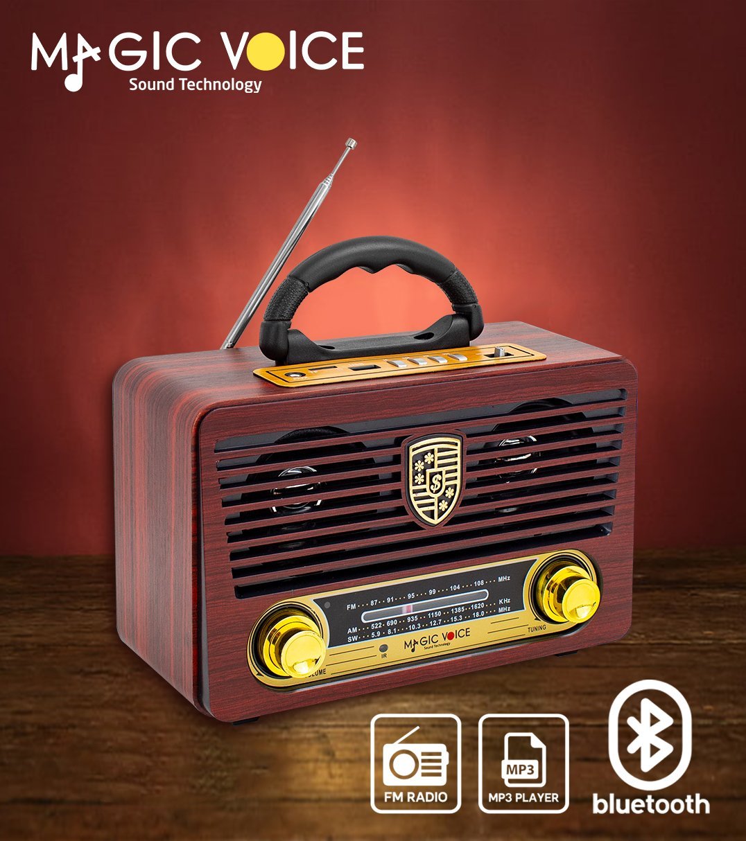 MagicVoice MV-115BT USB - SD - FM - Bluetooth Destekli Nostaljik Radyo