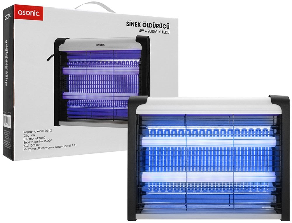 Asonic Siyah 4 Watt + 2000 Volt İki Ledli Sinek Öldürücü AS-A28