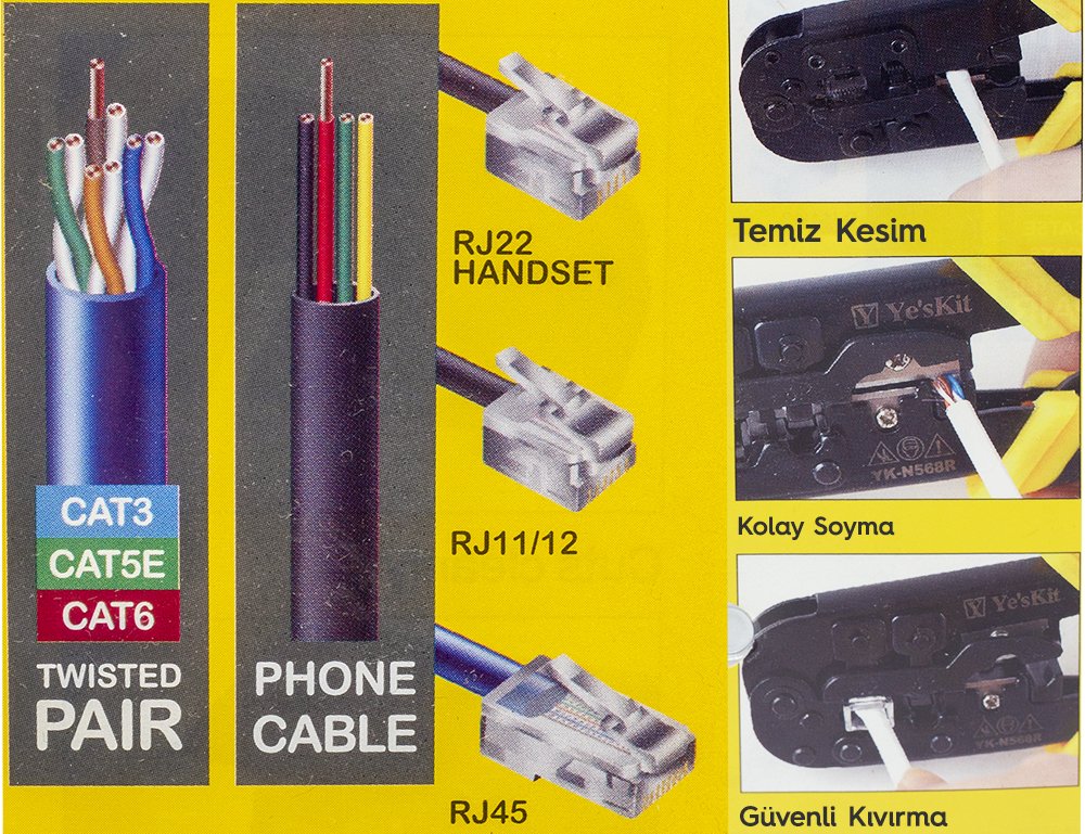  YK-N568R RJ11-RJ12-RJ22-RJ45 Sıkma Pensesi