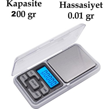 Dijital Hassas Elektronik Kuyumcu Cep Terazisi Tartı 200 gr 0.01 gr (4401)