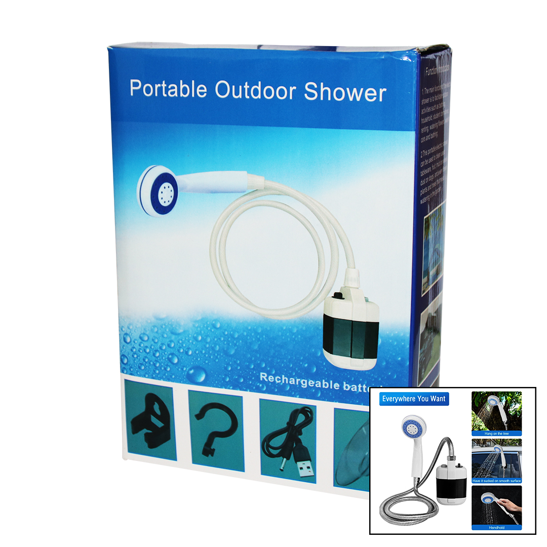 PORTABLE OUTDOOR SHOWER SU-PMP ŞARJLI TAŞİNABİLİR - SEYYAR DUŞ SETİ POMPA - HORTUM - D.BAŞLIK (4401)