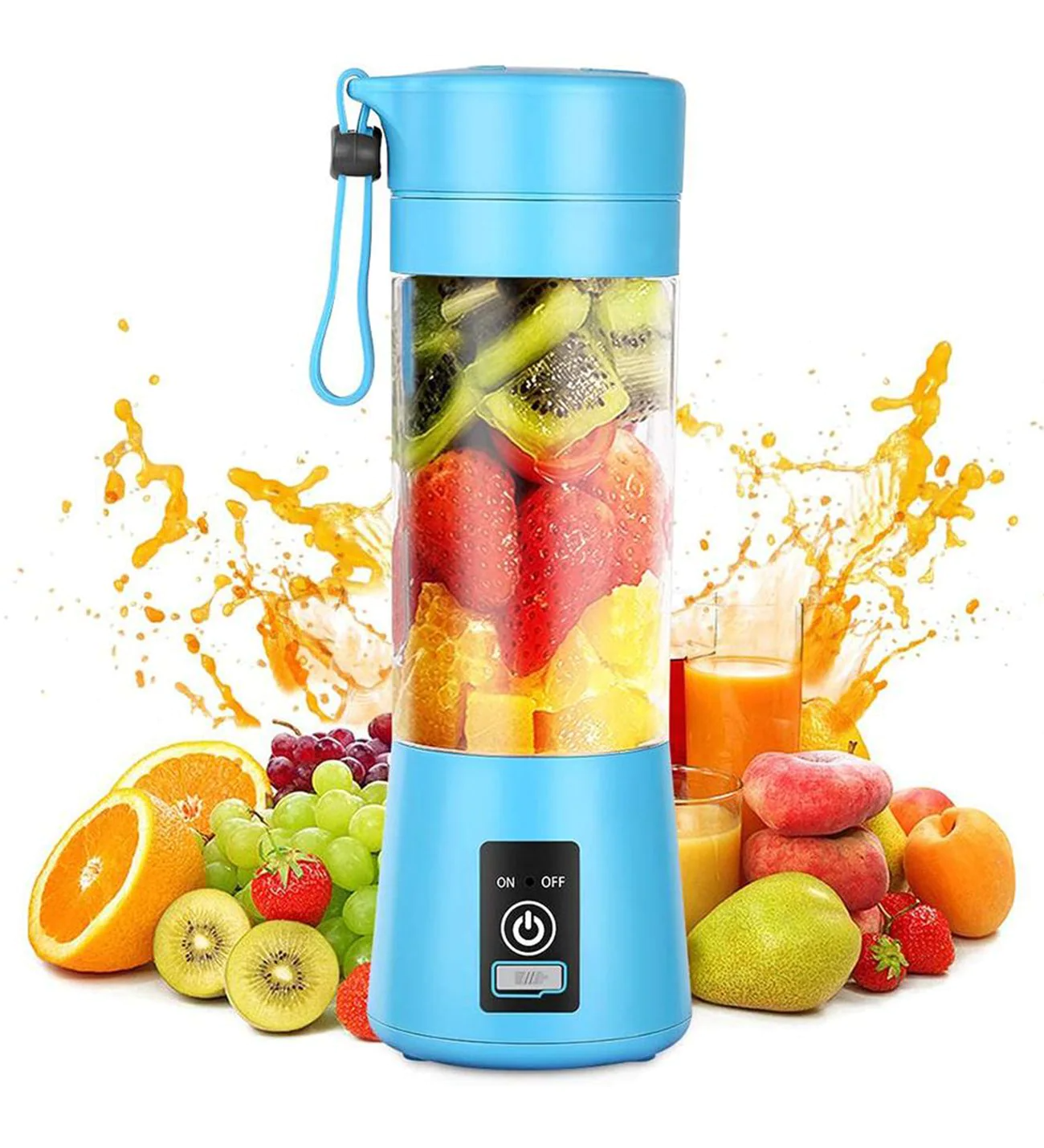 Portatif Taşınabilir El Blender 380 Ml Usb Şarjlı Mavi (4401)