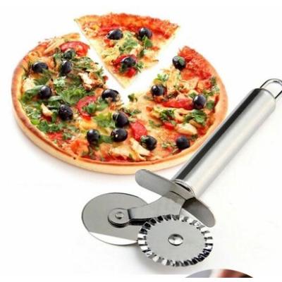 Çİft Başlı Metal Pizza Kesici ve Hamur Ruleti