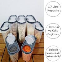 2 Kapaklı Ölçekli Erzak Kuru Gıda Saklama Kutusu Kabı - 1,7 Litre - SA935