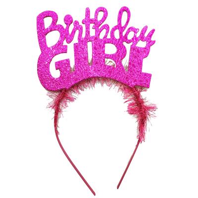 Birthday Girl Yazılı Fuşya Renk Parti Kızı Doğum Günü Tacı