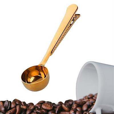 Mandallı Kahve Ölçü Kaşığı Gold Çok Fonksiyonlu Paslanmaz Çelik Kaşık