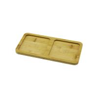 2 BÖLMELİ   DİKDÖRTGEN  AHŞAP BAMBU YAĞDANLIK ALTLIK  MİNİ TEPSİ   20X10X0.8CM