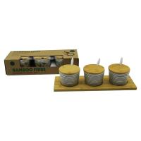 3 PCS BAMBU KAPAK - ALTLIK FİBER - MELAMİN BAHARATLIK TAKIM