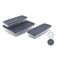 3PCS ŞEFFAF PLASTİK KAP - RENKLİ KAPAK SAKLAMA KABI  2 ADET=1LT - 1 ADET=2.5LT