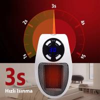 500 WATT PRİZ TİPİ UZAKTAN KUMANDALI TAŞINABİLİR ISITICI (ZAMANLAYICI) (OM-1211)