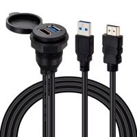 ARAÇ KONTROL PANELİ USB 3.0 + HDMI UZATMA KABLOSU GÖMME MONTAJ