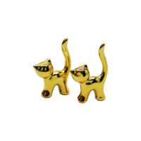 GOLD KÜÇÜK BOY SERAMİK KEDİ DEKORATİF SÜS - 9516