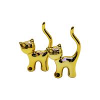 GOLD ORTA BOY SERAMİK KEDİ DEKORATİF SÜS - 9517