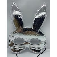 Gümüş Renk Kumaş Malzemeden İmal Tavşan Maskesi 25X17 cm
