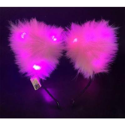 Pembe Peluşlu Pofuduk Led Işıklı Lüks Parti Tacı 20x18 cm