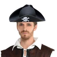 Siyah Renk Korsan Armalı Kaptan Jack Sparrow Korsan Denizci Şapkası