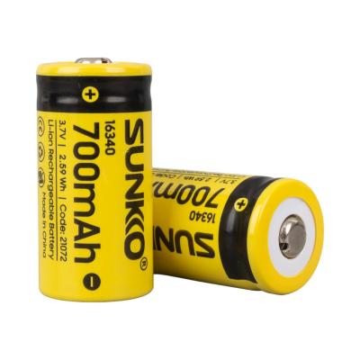 SUNKKO 3.7 VOLT 700 MAH 16340 ŞARJ EDİLEBİLİR PİL  (TEKLİ)