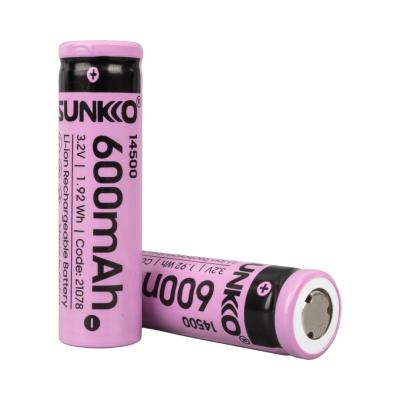 SUNKKO IFR 3.2 VOLT 600 MAH 14500 ŞARJ EDİLEBİLİR PİL  (TEKLİ)