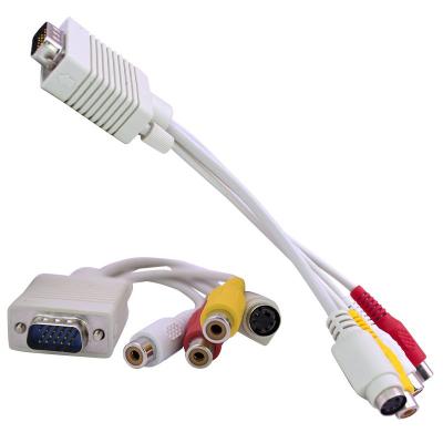 VGA TO 3RCA + S VİDEO 15 CM ÇEVİRİCİ KABLO