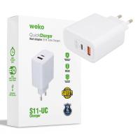 WK-21446 S11-UC 25 WATT 3.0 AMPER TYPE-C + USB ŞARJ BAŞLIK ADAPTÖRÜ